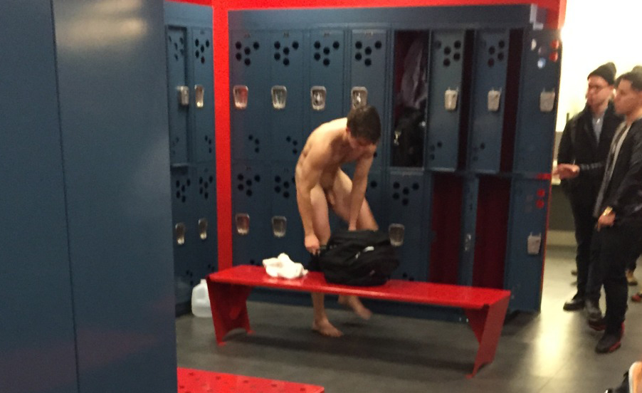 Hot Lad caught changing in the locker room. 