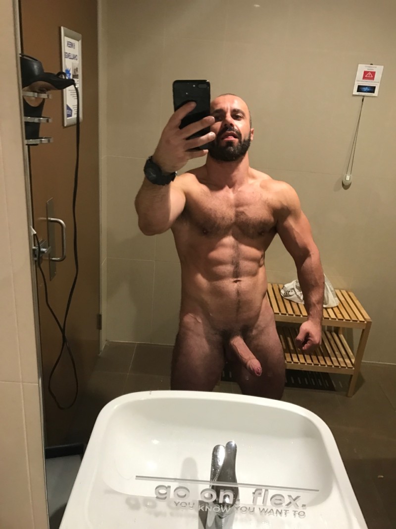 nude mature male selfie man.